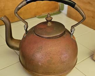 Vintage German Copper Tea Kettle with Bakelite Handle and "S" Maker's Mark