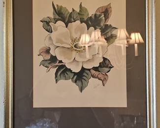 Magnolia Watercolor Painting Signed Lyle