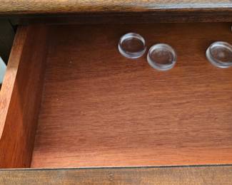 Antique Mahogany Queen Anne Style Console Table with Decorative Items