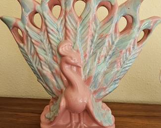 Royal Haeger Peacock Vase - Pink and Blue Glaze