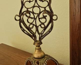 Vintage Ormolu Amber Glass Perfume Bottle