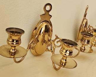 Brass Double Arm Wall Sconce Candle Holders (Set of 2)