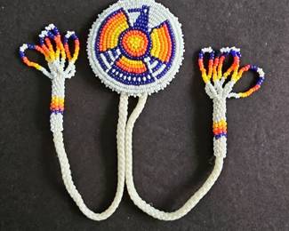 Native American Beaded Medallion Necklace with Tassels