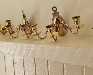 Brass Double Arm Wall Sconce Candle Holders (Set of 2)