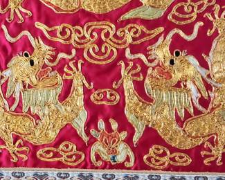 Chinese Imperial Dragon Silk Embroidery Panel