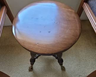 Antique Adjustable Piano Stool with Glass Ball Claw Feet