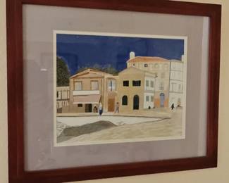 Watercolor Painting of European Street Scene