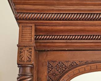 Victorian Carved Walnut Wardrobe Armoire with Mirrored Doors