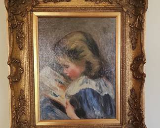 Oil Painting of a Girl Reading by Pierre Auguste Renoir