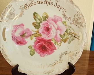 Bavaria "Give Us This Day Our Daily Bread" Hand Painted Rose Decorative Plate