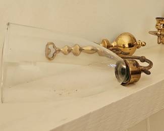 Brass Hurricane Candle Holder with Glass Shade