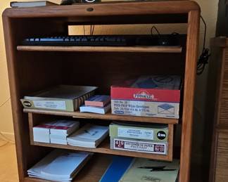 Wooden Office Storage Unit with Office Supplies