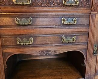 Antique Carved Oak Sideboard Buffet