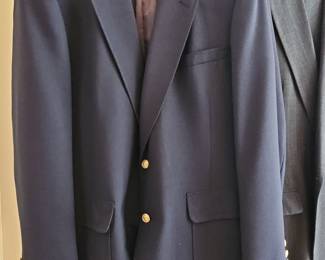Men's Navy Wool Blazer with Gold Buttons by Brooks Brothers