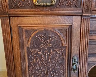 Antique Carved Oak Sideboard Buffet