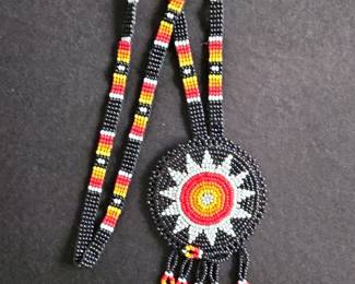 Native American Style Beaded Sunburst Medallion Necklace