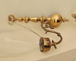 Brass Hurricane Candle Holder with Glass Shade