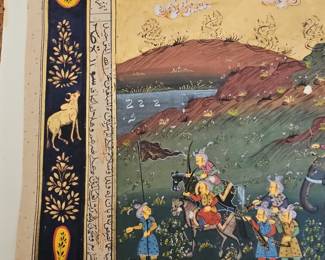 Persian Miniature Manuscript Painting of a Royal Procession
