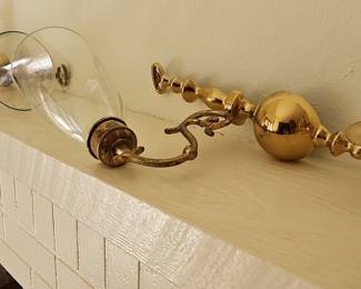 Brass Hurricane Candle Holder with Glass Shade