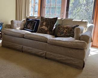 Henredon Damask Sofa with Skirted Base
