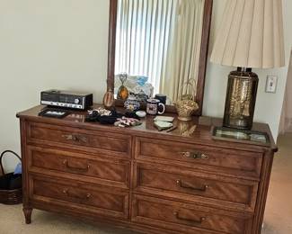 Vintage Drexel Heritage French Provincial Style Cherry Wood Dresser with Mirror