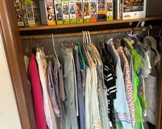 76 puzzles, priced at $5.00 each. Many clothes, One bridal gown