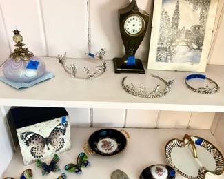 Limoges, Tiaras, vintage glass perfume bottle. 