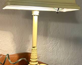 Antique off white cast iron table lamp 8.5 x 13” $45