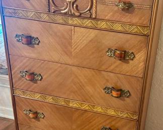 Art Deco Tallboy Dresser w/ Bakelite Inland Handles 32”w x 17d x 58h $500