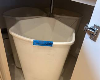 Corner cabinet lazy Susan’s 3 bin garbage can setup $125