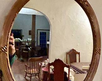 Vintage decorative gold oval 17”x 23” mirror $30
