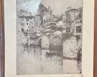 Joseph Parnell signed etching 17h.  12”w $50