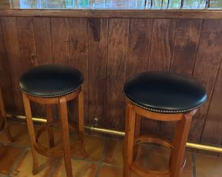 2 Swivel leather barstools 29”H