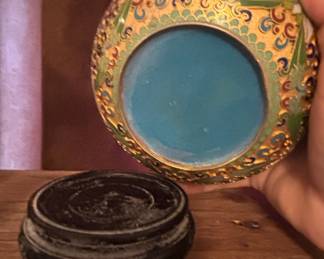 Cloisonné Brass Ginger Jar with Stand