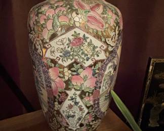 Chinese Famille Rose Porcelain Vase with Peaches and Figures