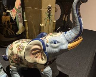 Pair of Chinese Porcelain Decorative Elephants
