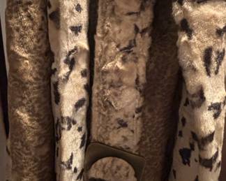Vintage Faux Fur Leopard Print Cape Coat with Belt