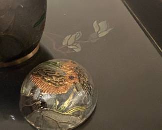 Enamel Painted Brass "Keepsake" Urn, Made in India