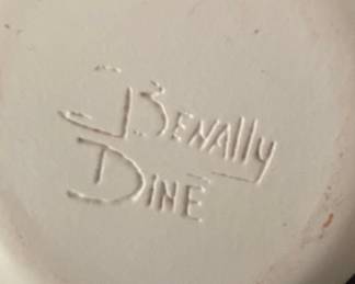 Beverly Dine Navajo Etched Pottery Vase with Elk Scene