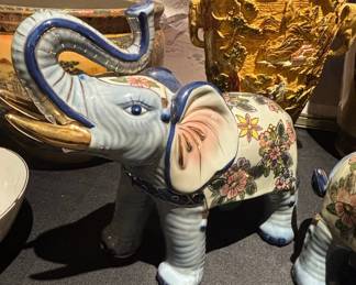 Pair of Chinese Porcelain Decorative Elephants