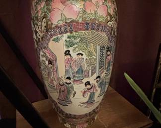 Chinese Famille Rose Porcelain Vase with Peaches and Figures