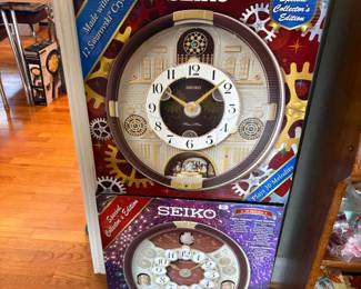 . . . brand new Seiko wall clocks with Swarovski 12 jewel components