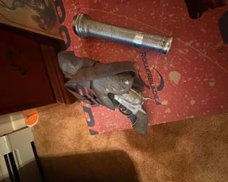. . . vintage cowboy gun and holster, flashlight