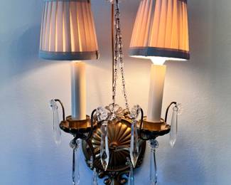 One of a pair of Antique, two light sconces