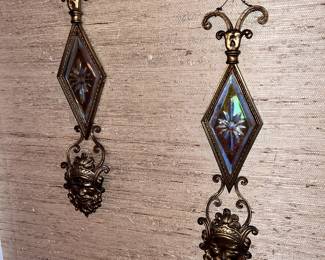 Pair of antique mirrored wall hangers