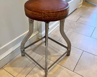 Industrial leather top stool