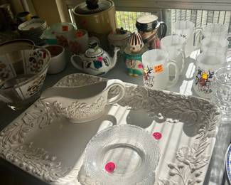 Vintage platter with gravy boat