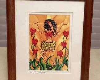 MMC132 Framed & Matted Picture Of A Hula Girl By Holly Kitaura
