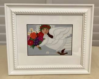 MMC091 Framed Picture Of An Angel With A Haku Lei By Rosalie Prussing