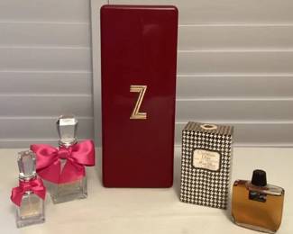 MMC039 Vintage Christian Dior & Dana Eau De Cologne, Juicy Couture Bottles & Vintage Naris Case